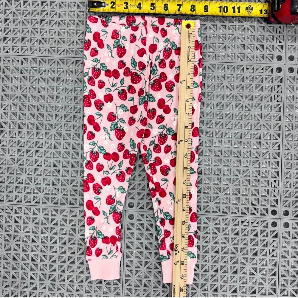 Pink Strawberry Cherry Print Pajamas Girls 2T Snug Fit 2pc Set Springtime Cute‎